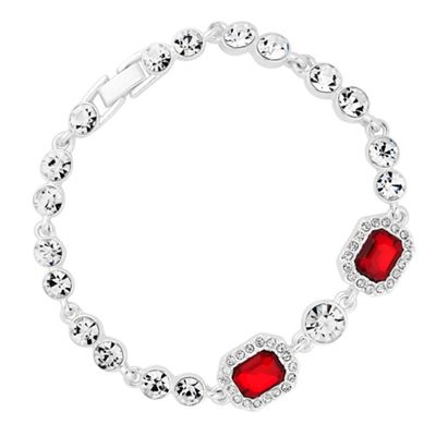 Red crystal square and circle stone bracelet
